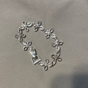 Elegant Silver Floral Bracelet
